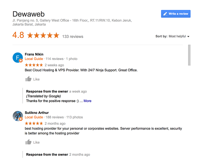 Dewaweb-Contoh-Review-Google-Bisnisku-Google-My-Business