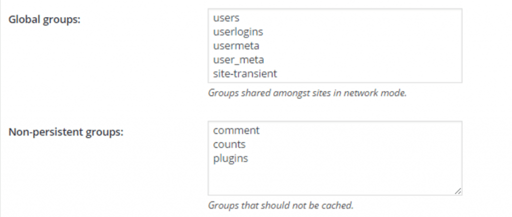 Object Cache Advanced Settings
