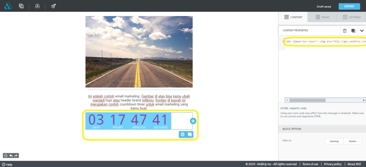 countdown timer email beefree