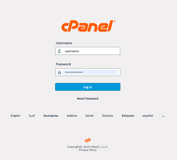 backup data login cpanel