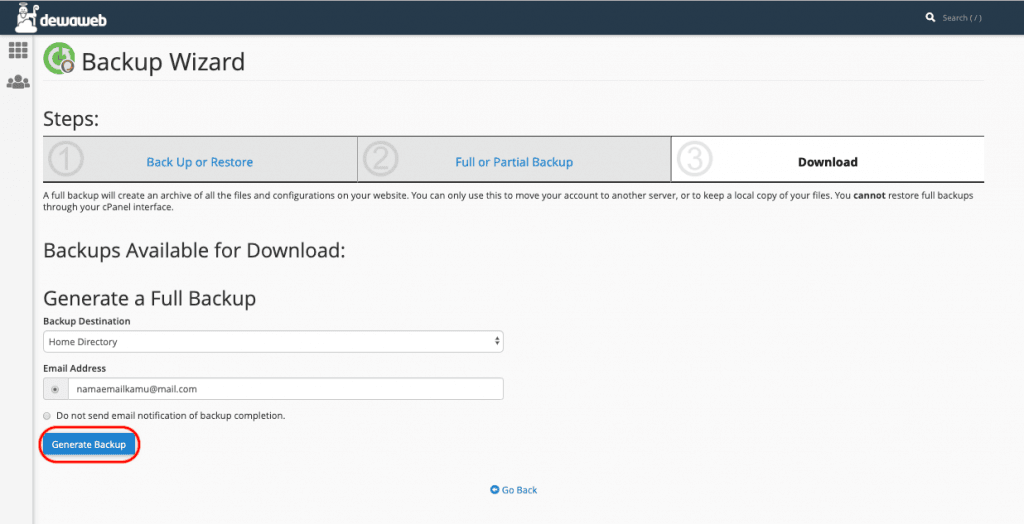generate backup data