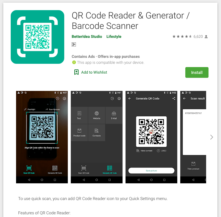 cara membuat barcode dengan QR Code Reader & Generator/Barcode Scanner