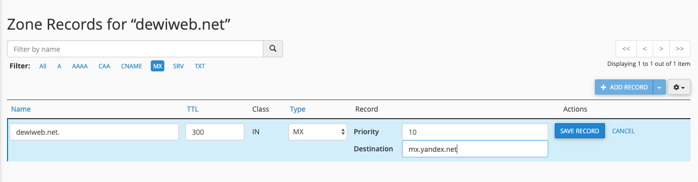 Domain record