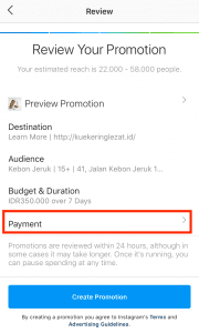 membuat iklan di instagram review payment