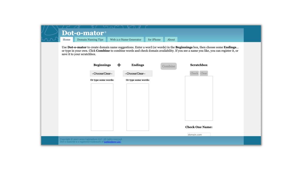 domain name generator - dotomator