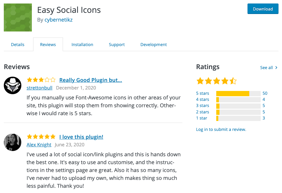 easy social icons sharing plugin