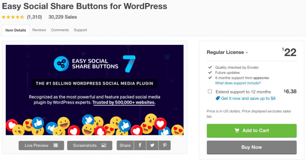 Easy WordPress Social Share Buttons