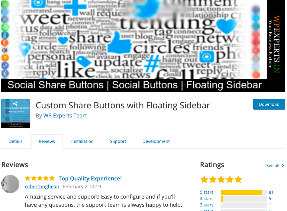 floating sidebar custom share button social media sharing