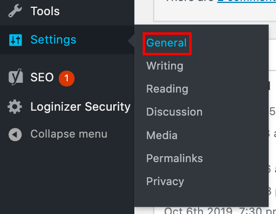 wordpress settings general