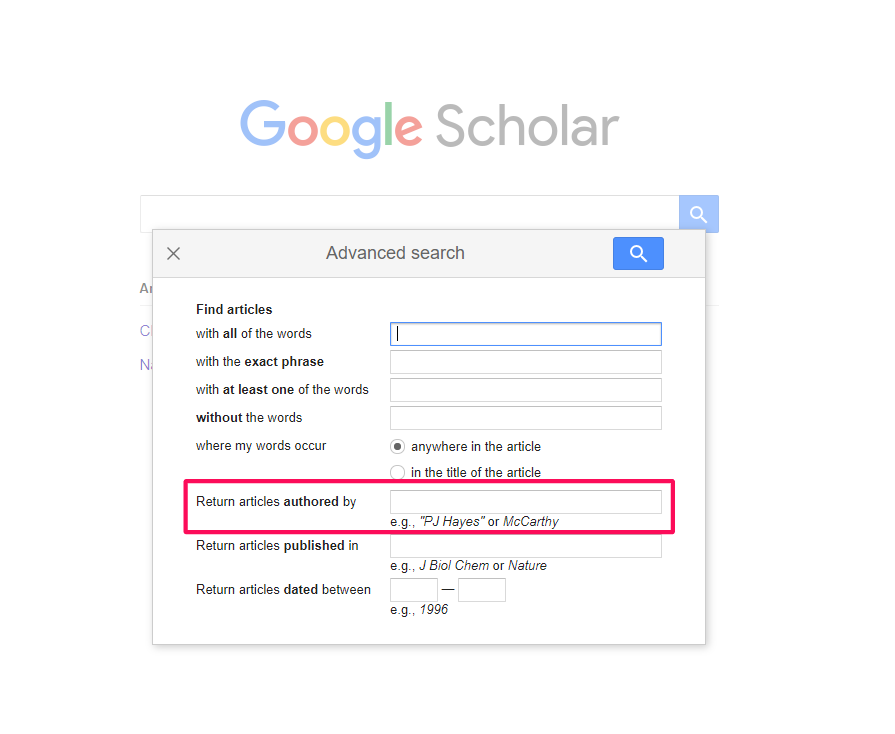 google scholar advanced search penulis