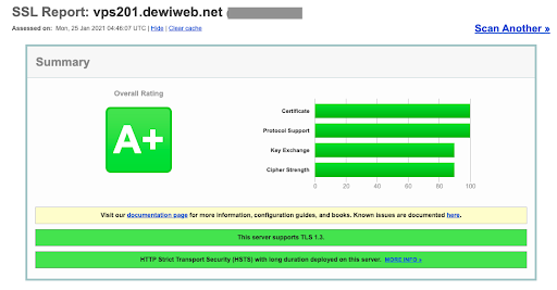 ssl labs report sertifikat ssl berhasil install di nginx server centos 7