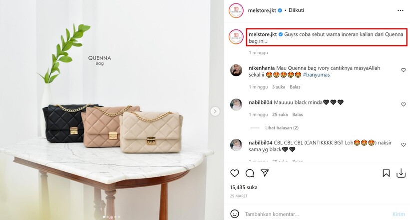 cara membuat caption di instagram - contoh CTA