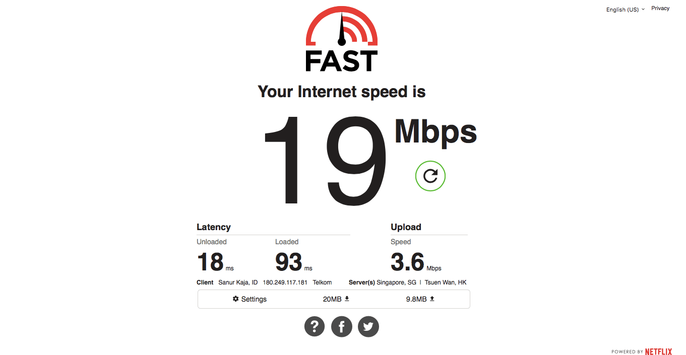 Cara cek kecepatan internet Fast.com