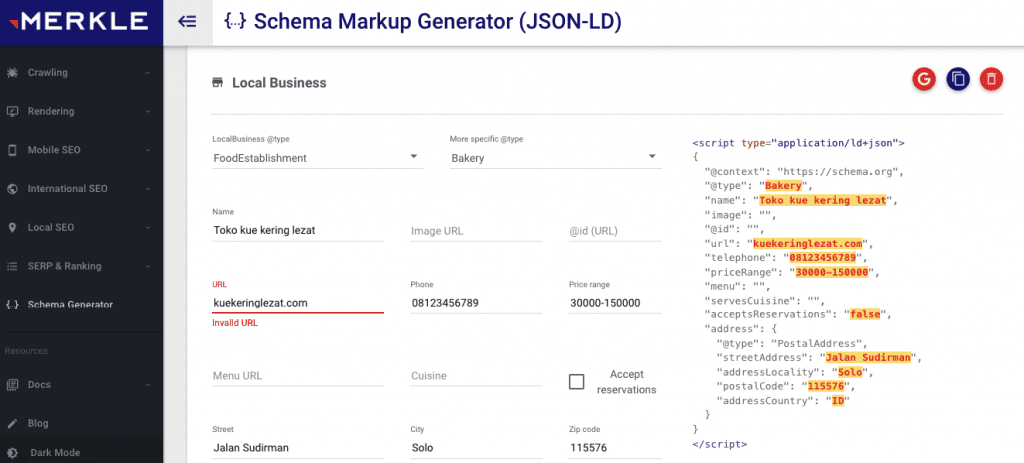 local seo - schema markup generator