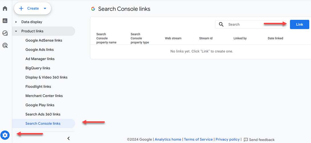 menyambungkan search console dengan analytics