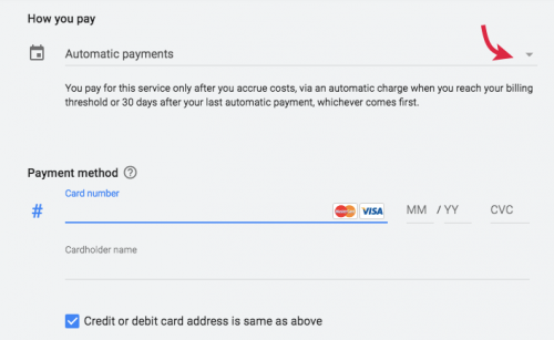 Payment method ads