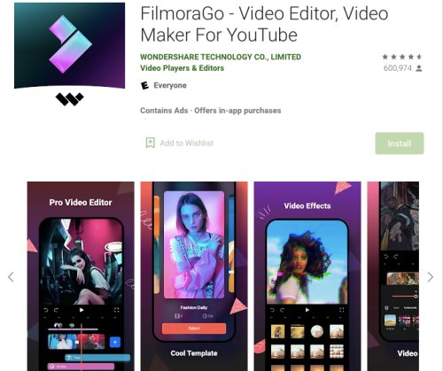 aplikasi edit video terbaik android - filmorago
