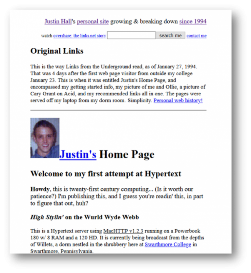 Sejarah blog - Justin Hall Links.net