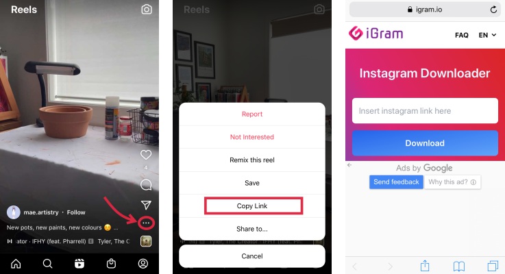 cara download video instagram - igram.io