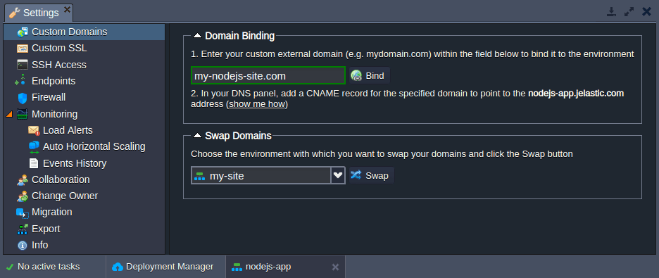 custom domain nodejs