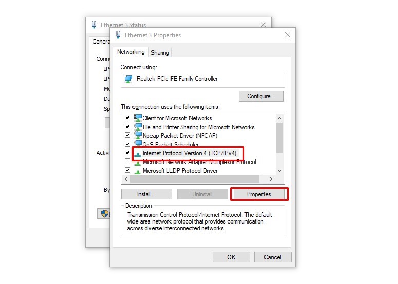 cara setting dns google di komputer - pilih ipv4