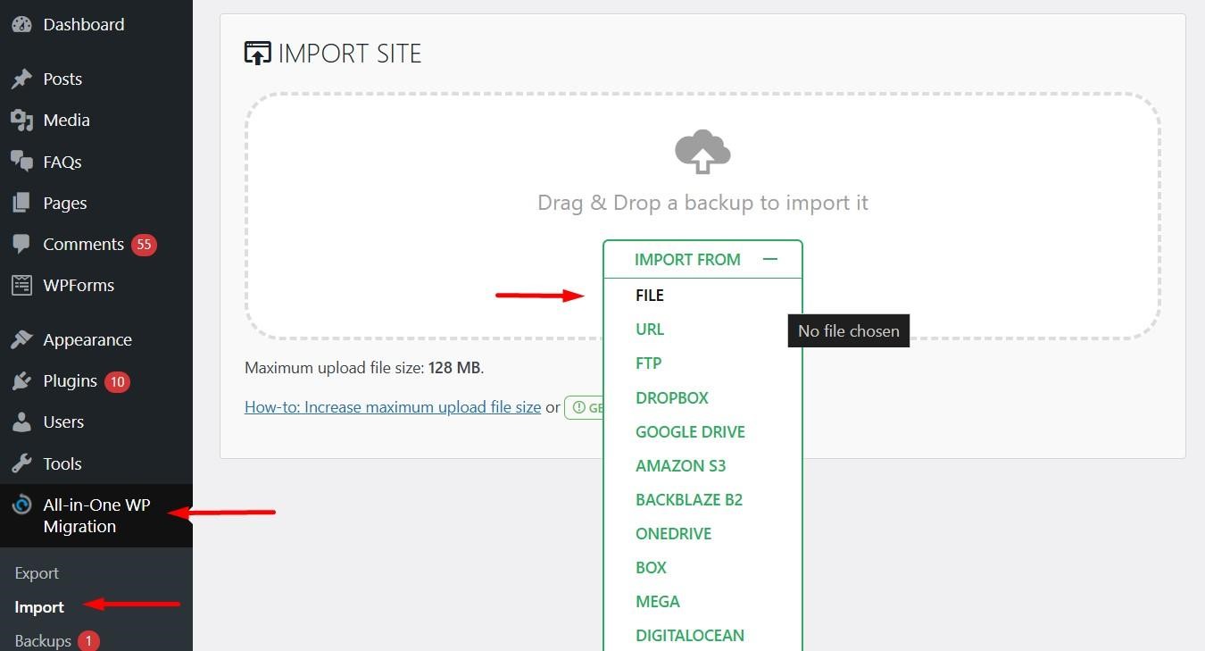 import file website