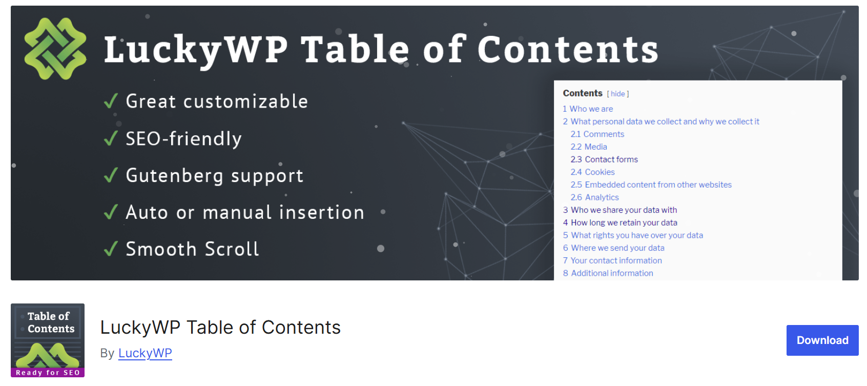 lucky wp table of content