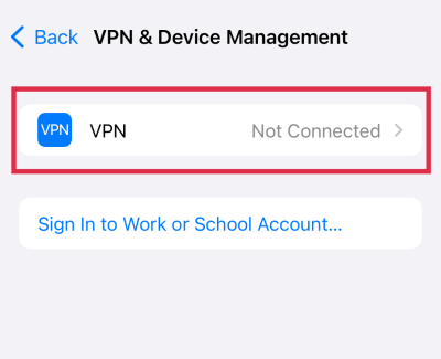pilih opsi VPN di iOS