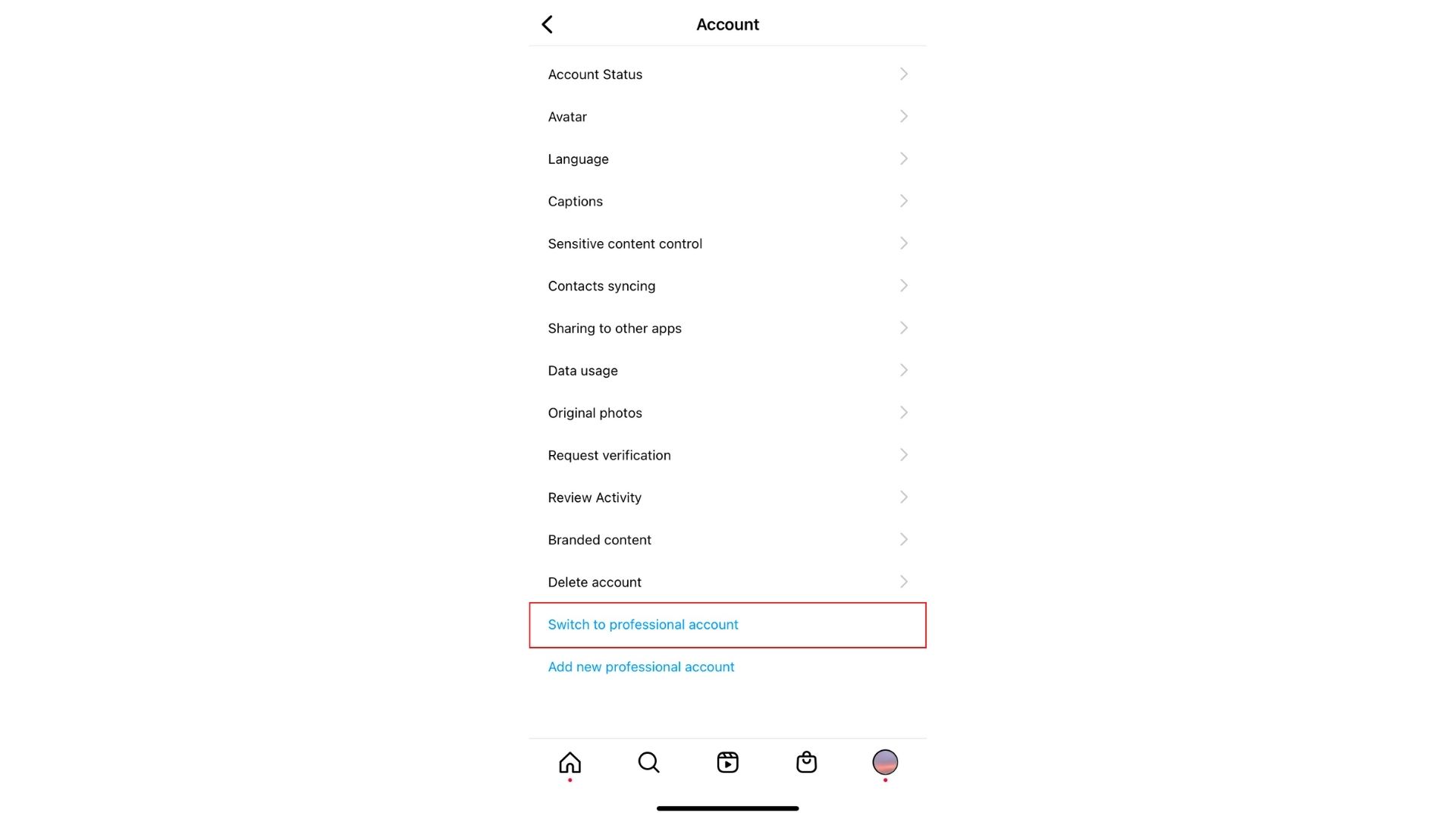 cara memubat instagram bisnis - switch account