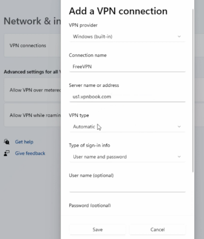 menambahkan koneksi vpn di windows