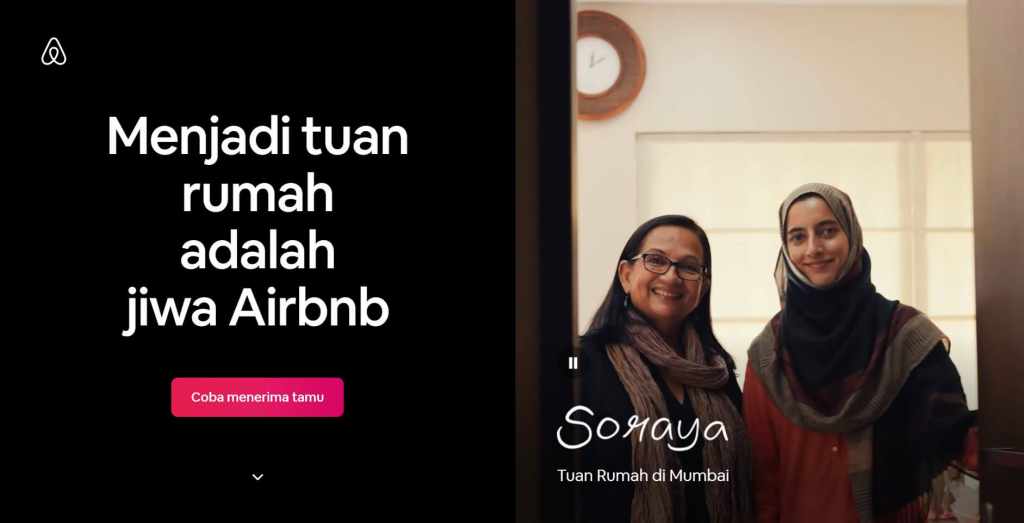 contoh landing page - airbnb