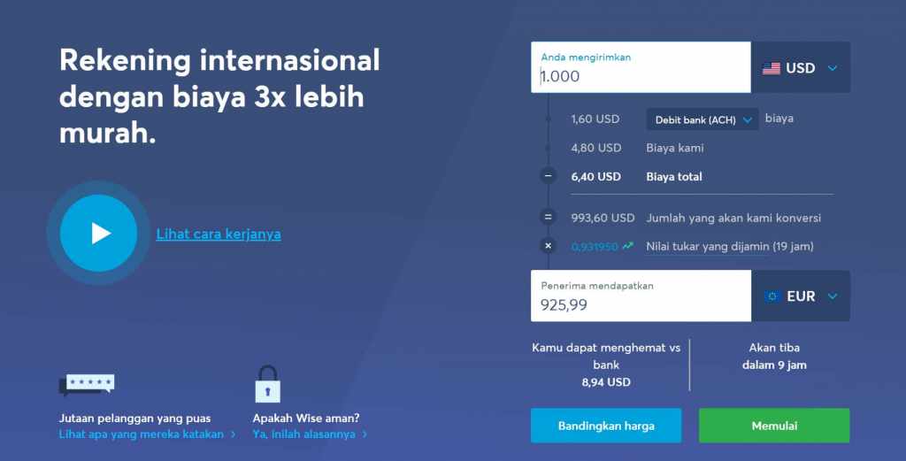 contoh landing page - wise