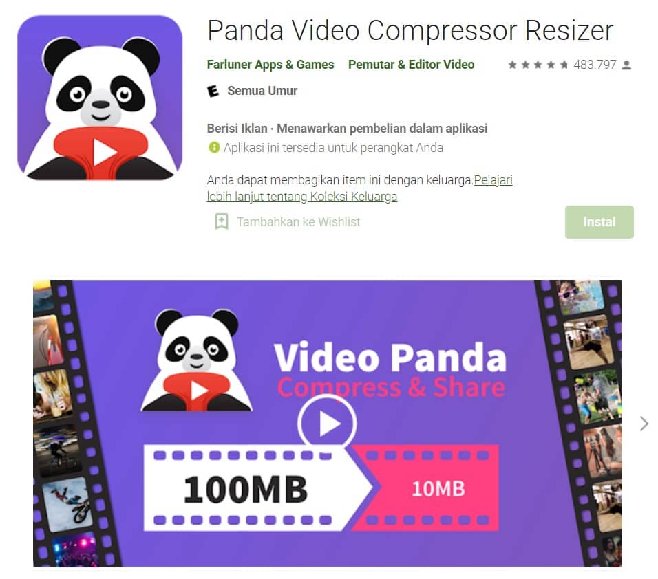 cara kompres video - compressor panda