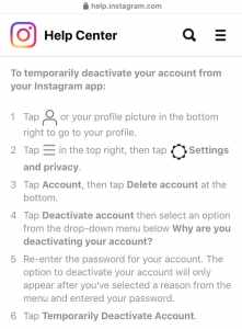 cara menonaktifkan akun instagram