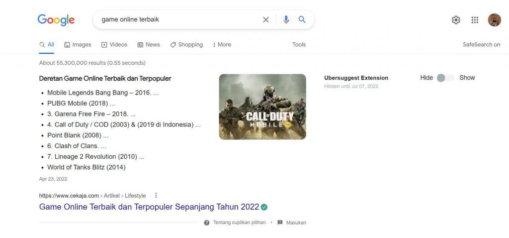 fitur serp - featured snippet