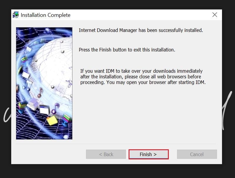 cara download internet download manager - klik finish