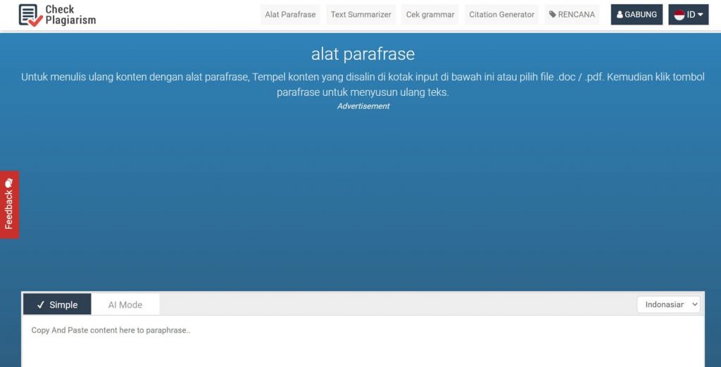 Paraphrasing tool indonesia - check plagiarism