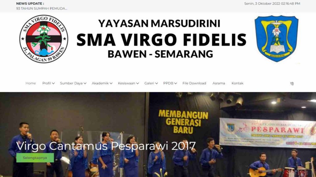 contoh website sekolah - virgo fidelis