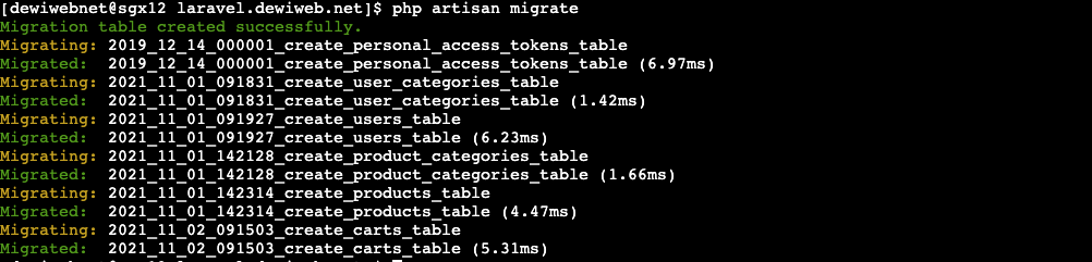 migrate table