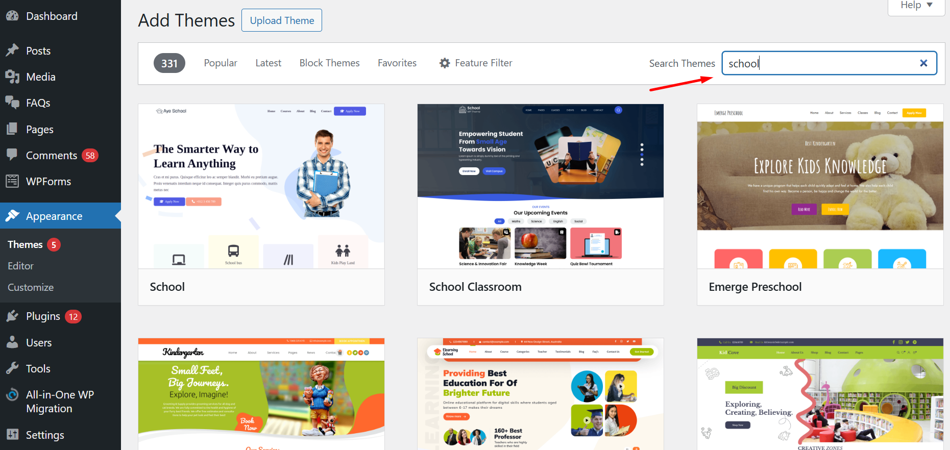cara membuat website sekolah - pilih tema website sekolah