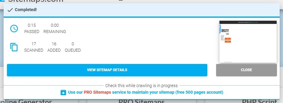 view sitemaps details