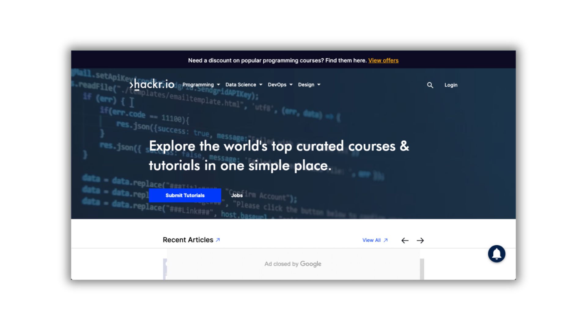 website belajar coding - hackr.io