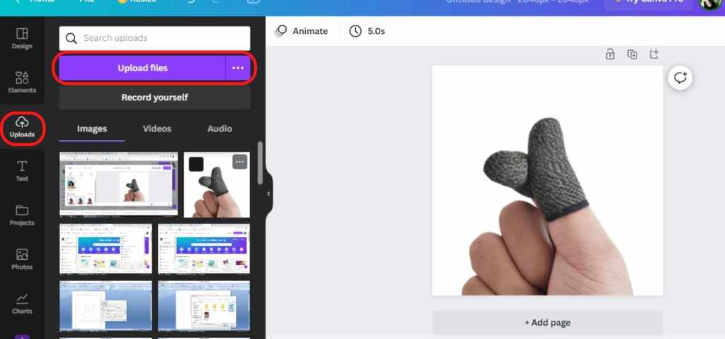 kllik 'upload files'