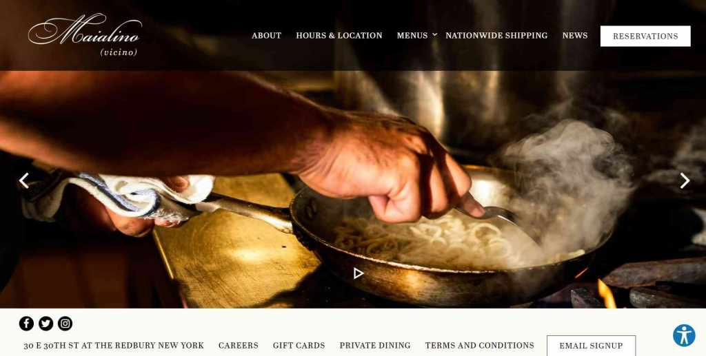 contoh website restoran - maialino