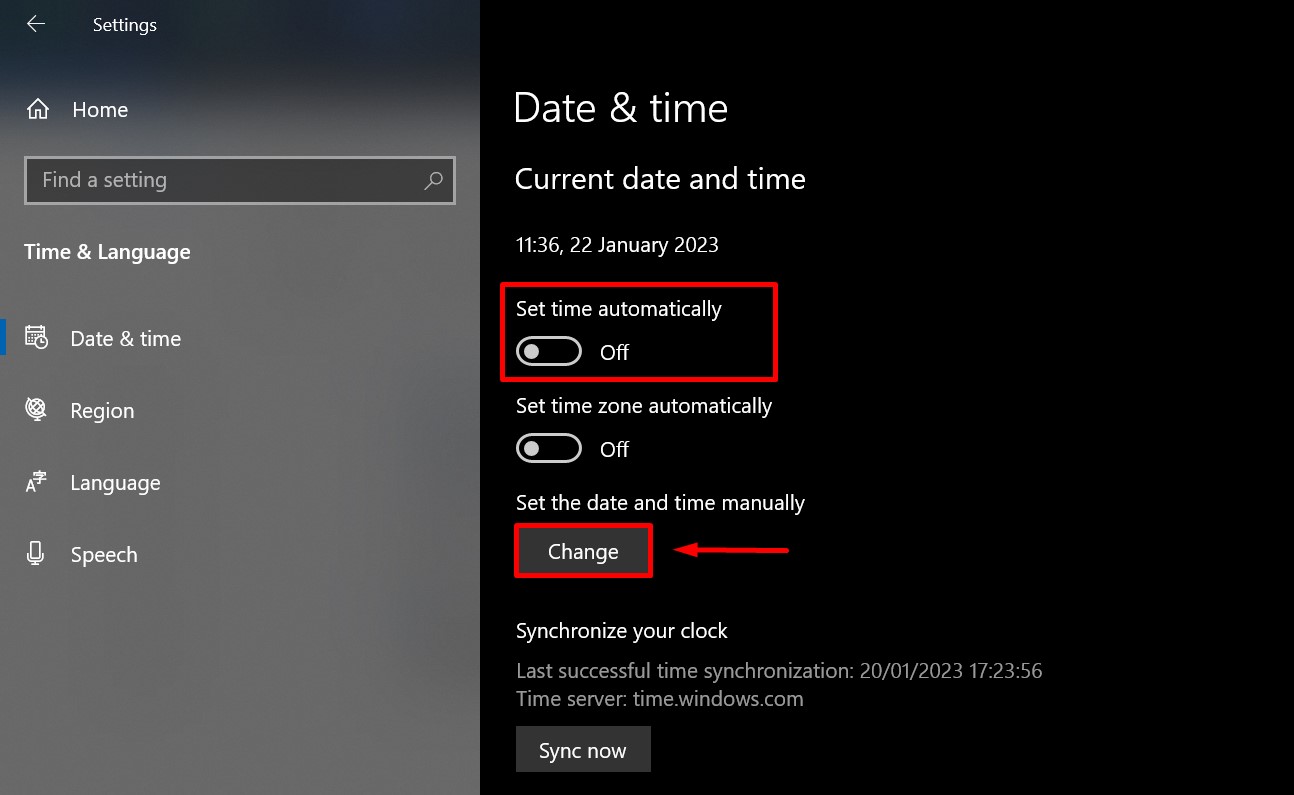 memeriksa waktu dan tanggal sistem - set time automatically