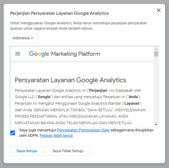klik tombol saya setuju