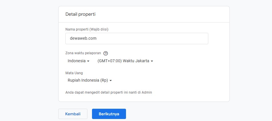 caramenggunakan google analytics - pilih nama properti