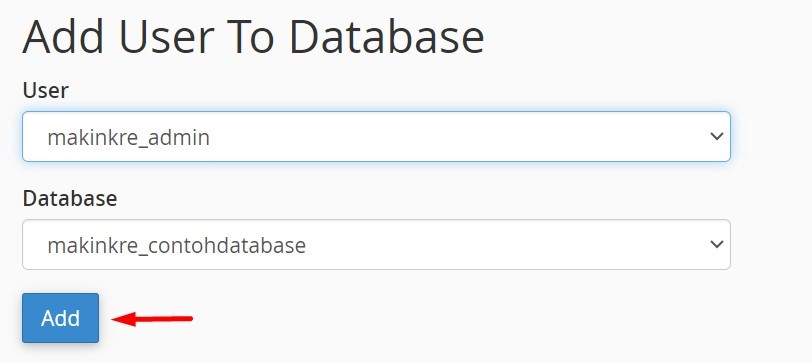 cara membuat database di hosting - add user to database