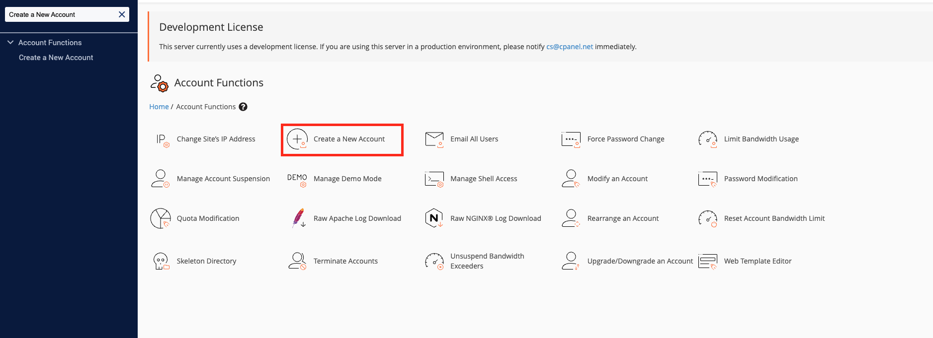 cara membuat cpanel di whm - buat akun cpanel baru