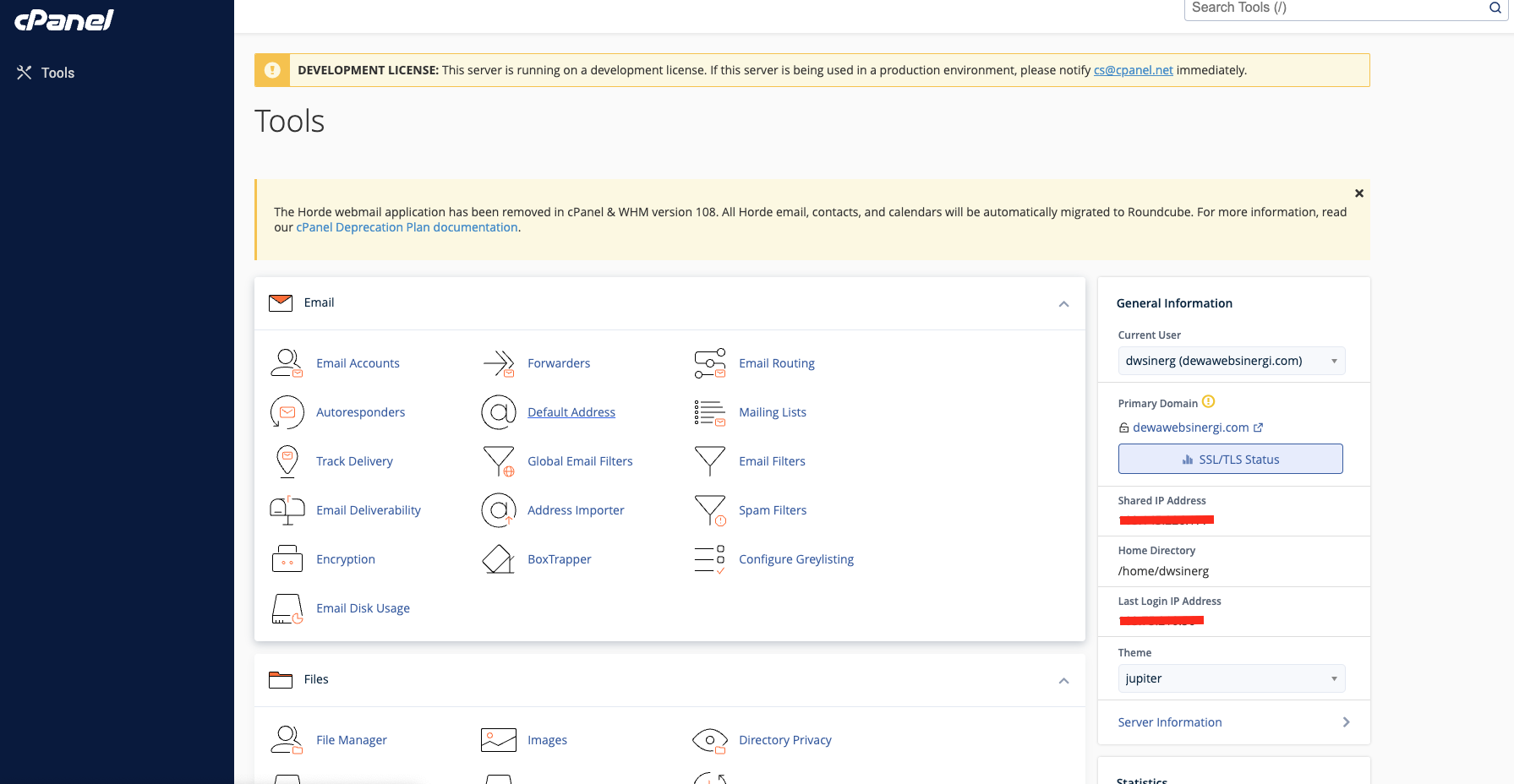 cara membuat cpanel di whm - cpanel berhasil dibuat